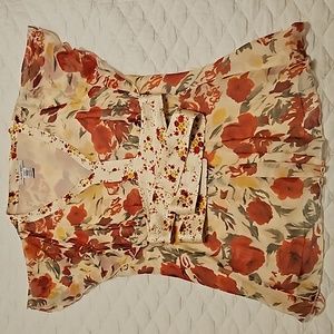 Nine West, flowered, belted, spring blouse, size 10, lined.